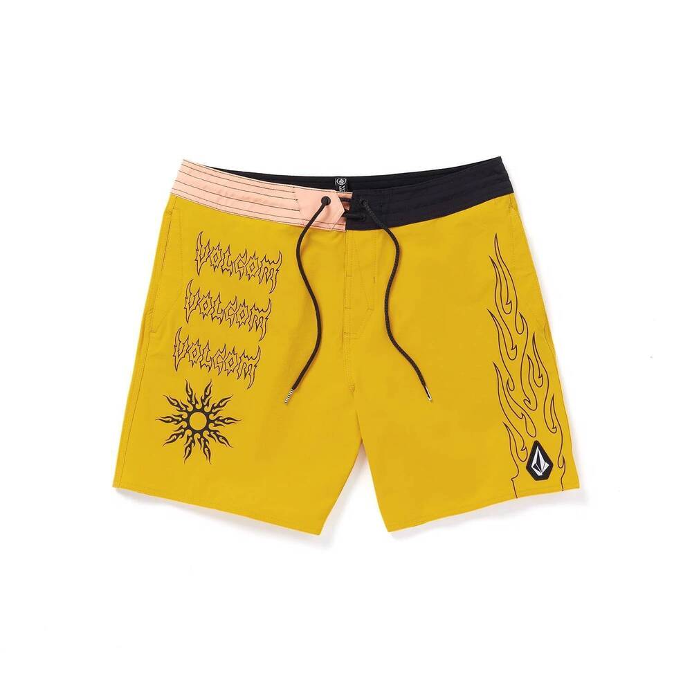 NEW VOLCOM men's about time liberators board shorts in mustard/lemon
